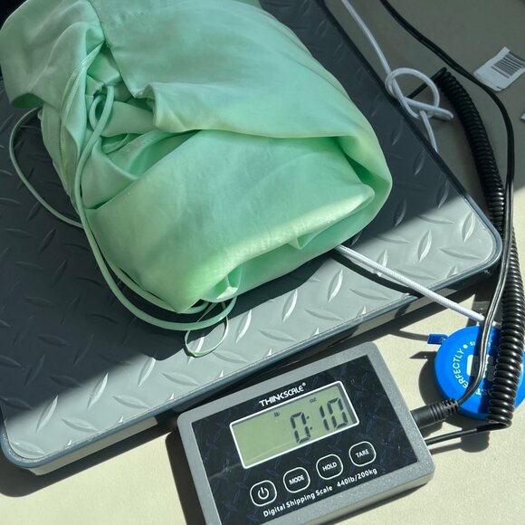 Zara Maxi Slip Dress Size Medium Mint Green Satin Spaghetti Straps Open Back - Picture 5 of 10